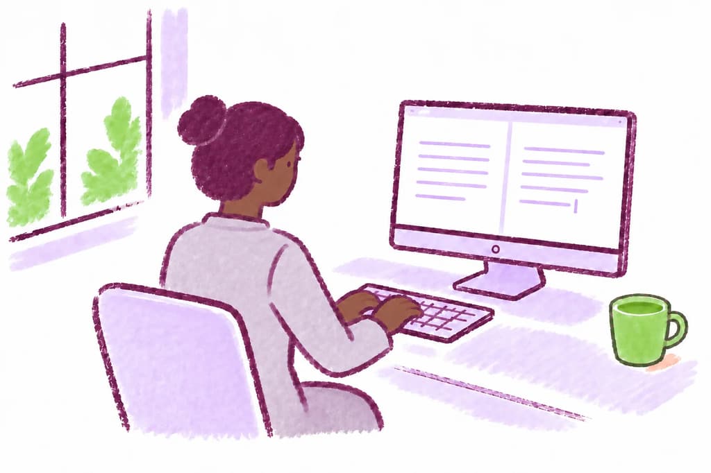 A student reading sources and writing independently at a desk