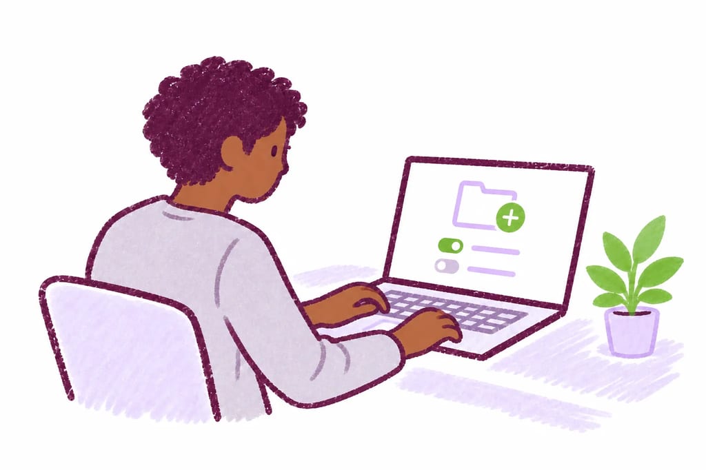A student setting up an independent project with work history and copy-paste controls