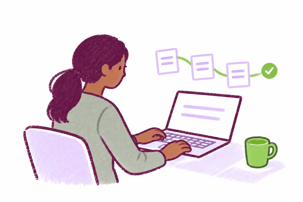 A student building a replayable history of research, drafting, and revision over time