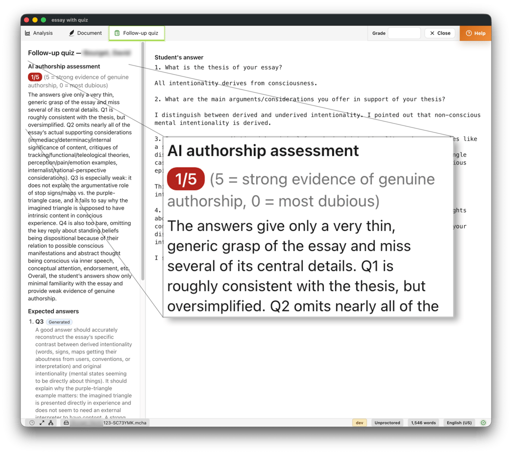 Follow-up quizzes screenshot