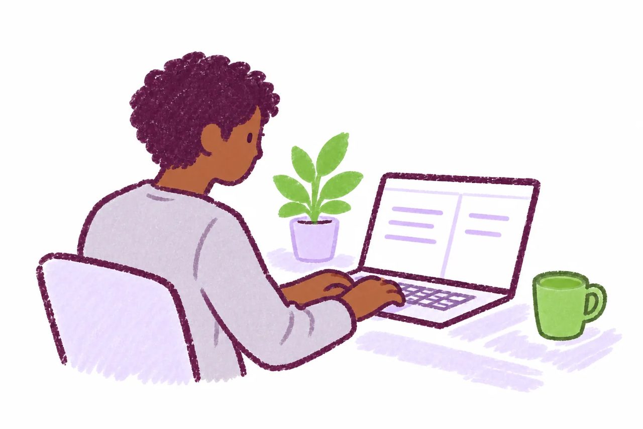 A student using MATCHA to research and write their own assignment