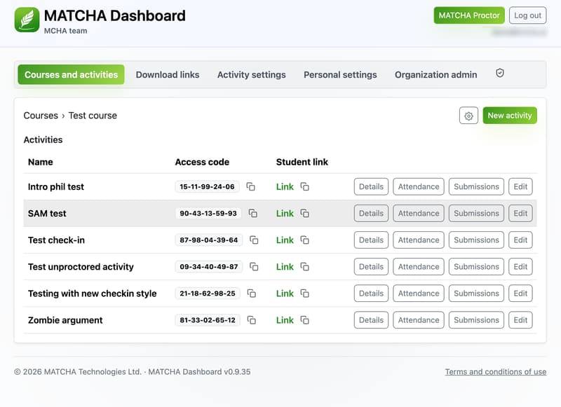 Activity Management screenshot