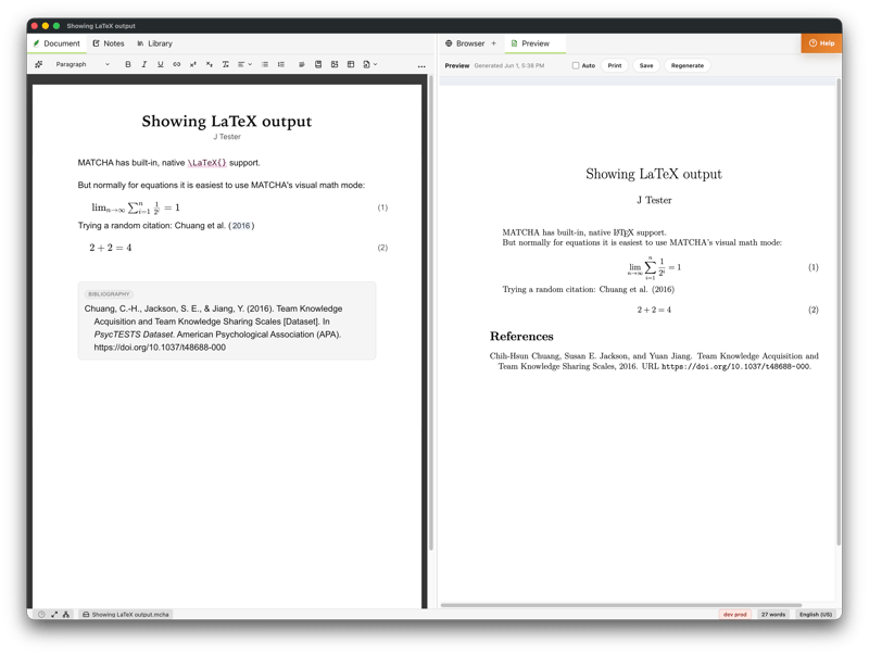 LaTeX Input/Output screenshot