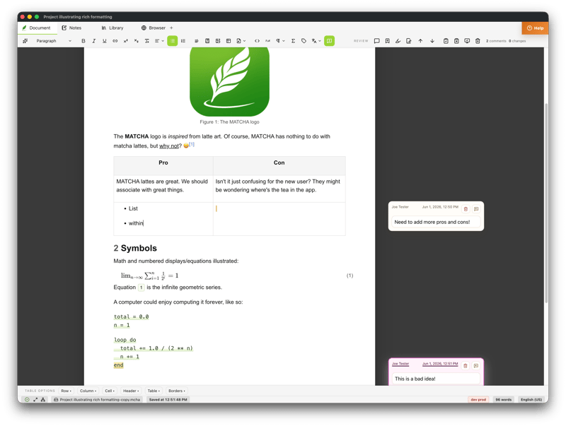 Rich Text Editing screenshot
